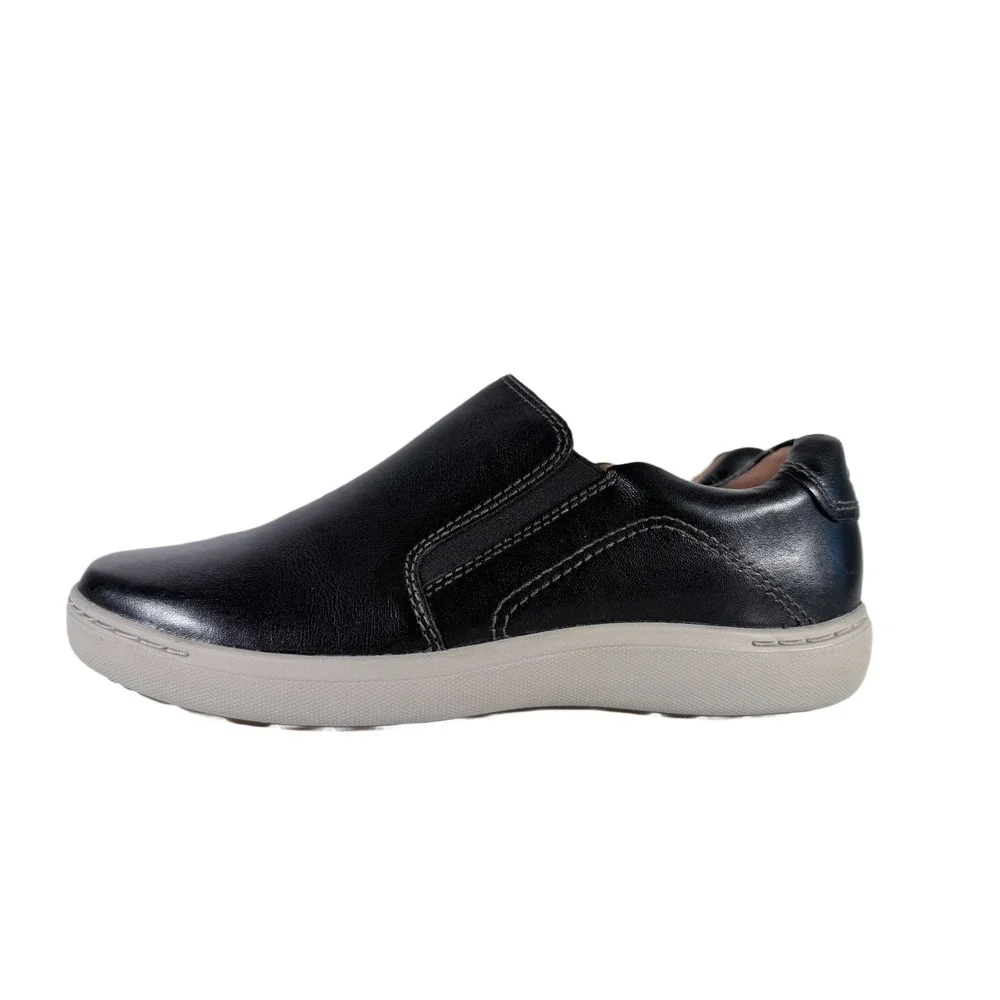 Clarks‎ Nalle Stride Black leather slip on sneakers flat work casual shoes 7.5W